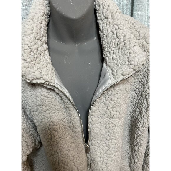 Maurices XL Teddy Bear Jacket Lined Gray Sherpa Zipped Drawstring - Picture 6 of 16